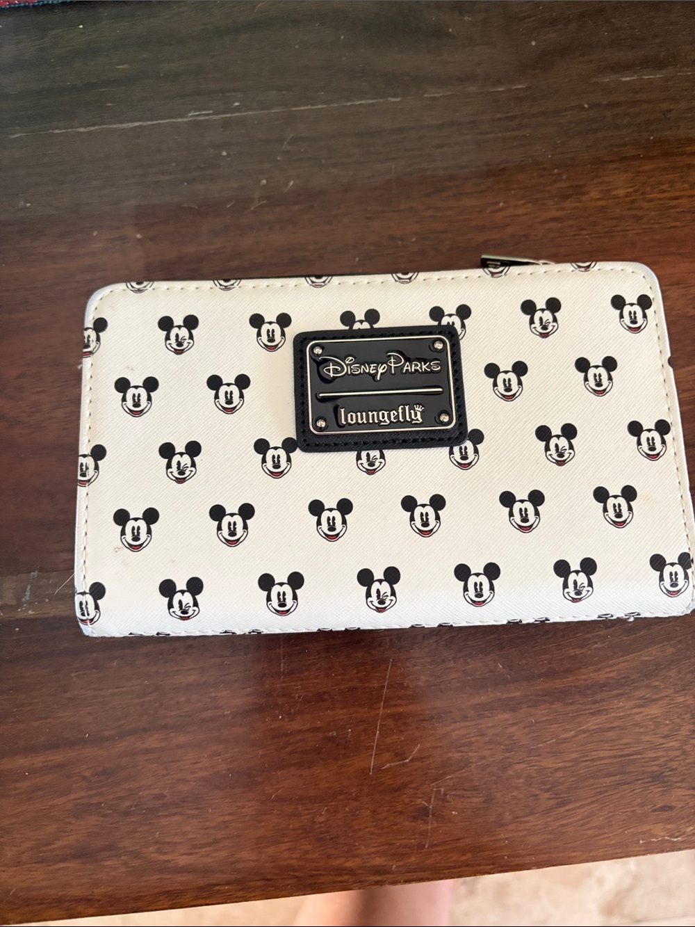 Loungefly White Mickey Mouse Pattern Zip Wallet